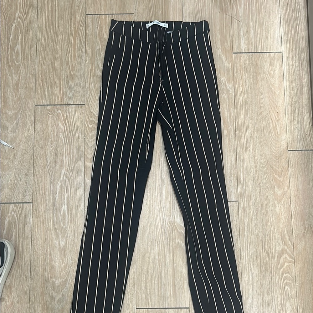 Black and Beige Striped Pants